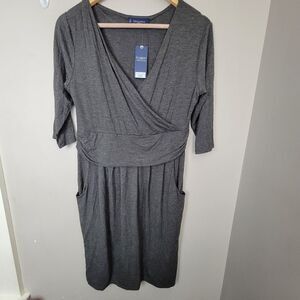 SERANOMA Jersey Grey Faux Wrap Dress XL